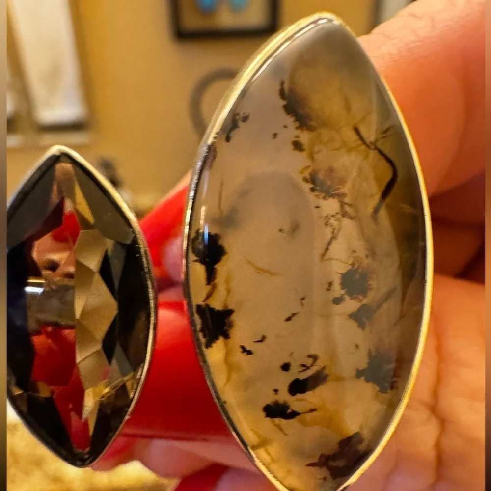 NEW SMOKEY QUARTZ and Montana Agate Unique Statement‎ Ring